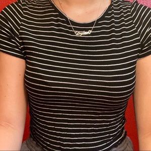 Black and white striped crop top😁